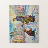 Impressionistische winterplein scène met kinderen  legpuzzel (Verticaal)