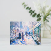 Impressionistische wintertuin met wandelaars feestdagenkaart (Staand voorkant)