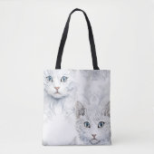 IMPRESSIONISTISCHE WITTE KATTEN MET BLAUWE OGEN TOTE BAG (Voorkant)