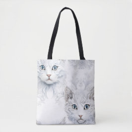 IMPRESSIONISTISCHE WITTE KATTEN MET BLAUWE OGEN TOTE BAG
