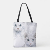 IMPRESSIONISTISCHE WITTE KATTEN MET BLAUWE OGEN TOTE BAG (Achterkant)