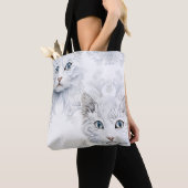 IMPRESSIONISTISCHE WITTE KATTEN MET BLAUWE OGEN TOTE BAG (Dichtbij)