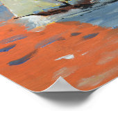 Impressionistische zeilboot bij gouden zonsonderga poster (Hoek)