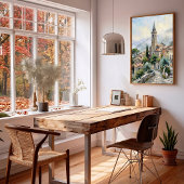 Impressionistische zomerlandschap - Ochtendnevel d Poster