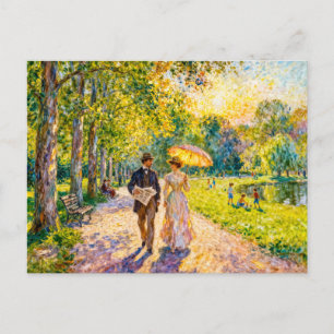 Impressionistische zomerse wandeling in het park r briefkaart
