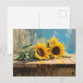 Impressionistische Zonnebloemen Schilderij Briefkaart (Voorkant / Achterkant)