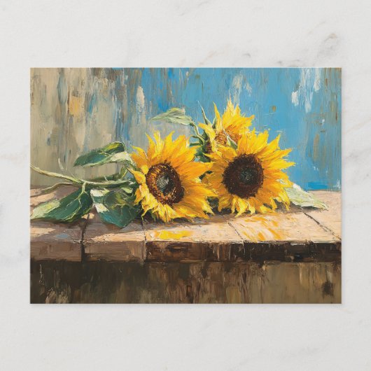 Impressionistische Zonnebloemen Schilderij Briefkaart (Voorkant)