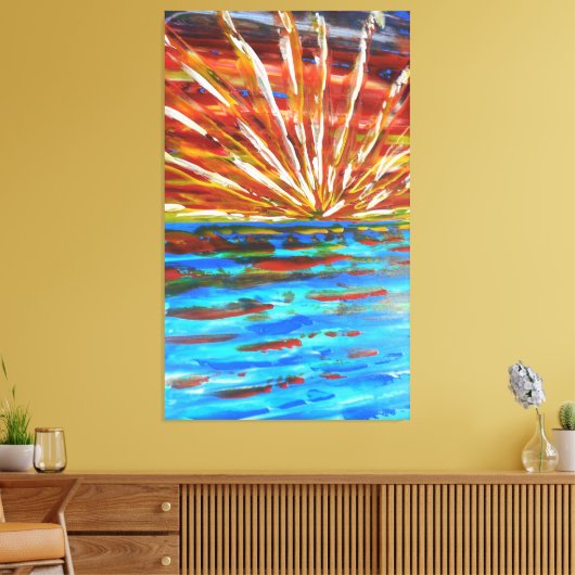 Impressionistische zonnestraling canvas afdruk (Insitu (Woonkamer))