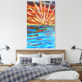 Impressionistische zonnestraling canvas afdruk (Insitu (Slaapkamer))