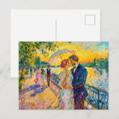 Impressionistische Zonsondergangsromantiek bij Riv Briefkaart (Voorkant / Achterkant)