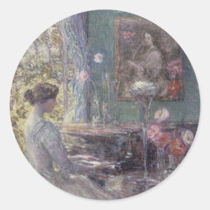 Improvisatie door Frederick Childe Hassam Ronde Sticker