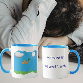 Improviseren maar nét te veel - Eendenhumor Mok