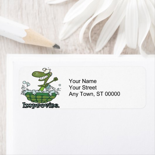 Improviseren Turtle Shell Tubby Tubby cartoon Etiket (Insitu)