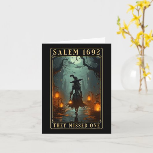 In 1692 misten ze een heks van Halloween Kaart (Gele Bloem)