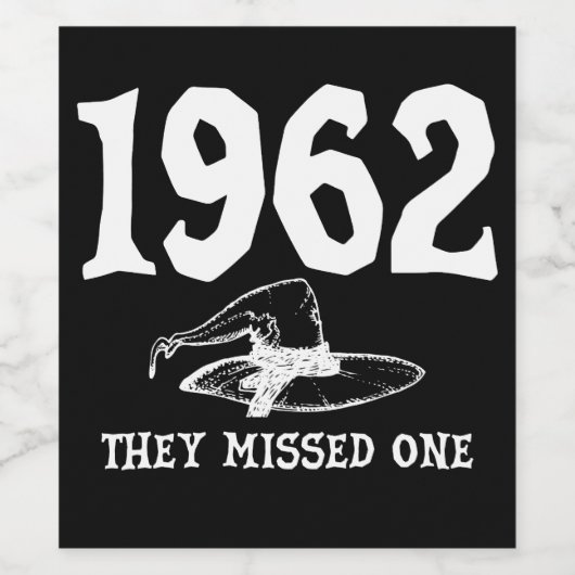 In 1962 misten ze Salem Witch Halloween Wijn Etiket (Enkel label)