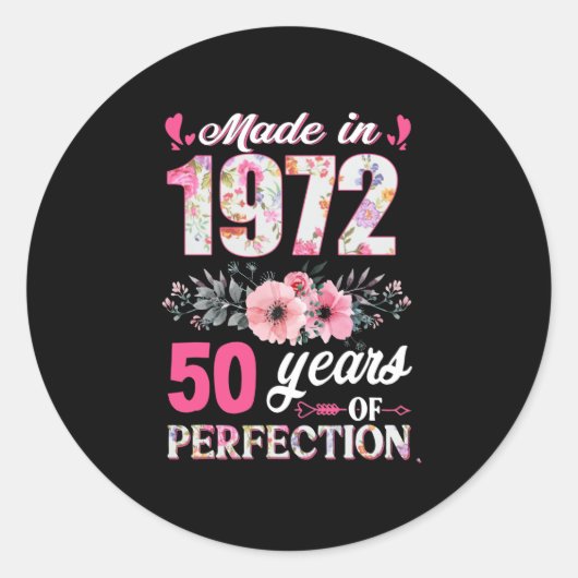 In 1972 werd 50 jaar perfecte 50e dag cadeau gemaa ronde sticker (Voorkant)