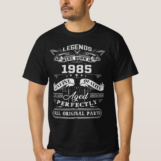 In 1985, 1985, werden  legende geboren, gelukkig g t-shirt (Voorkant)