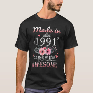 In 1991 werd Floral 32 jaar oud en 32 jaar oud. T-shirt