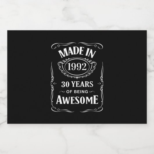 In 1992 30 jaar geweldige 2022 likeurfles etiket (Enkel label)