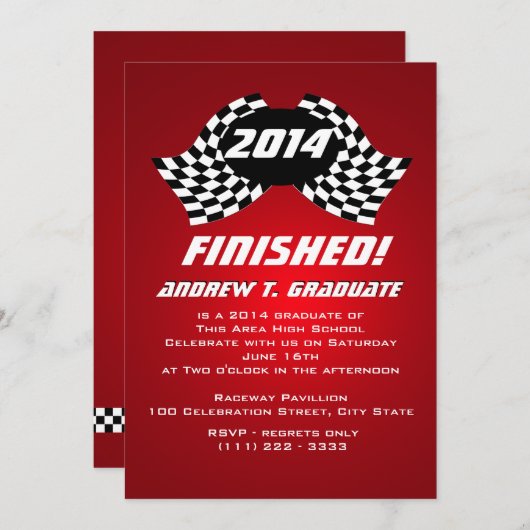 In 2014 werd het Afstuderen Racing Flags beëindigd Kaart (Voorkant / Achterkant)