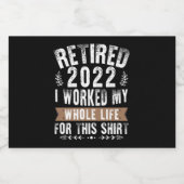 In 2022 werkte ik mijn hele grappige pensioen likeurfles etiket (Enkel label)