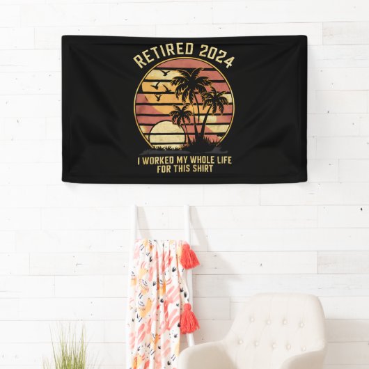 In 2024 werkte ik mijn hele leven pensioen spandoek (Insitu)