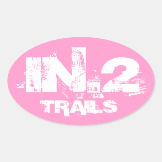 IN.2 Trail lopende ovale sticker wit op roze (Voorkant)