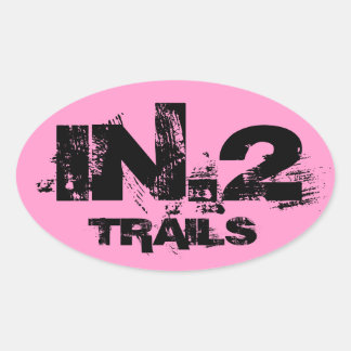 IN.2 Trail lopende ovale sticker zwart op roze
