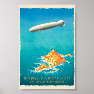 In 3 dagen naar Zuid-Amerika Oude Poster 1935