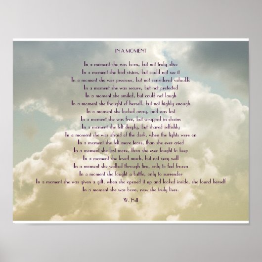 "IN A MOMENT" INSPIREREND POEM-POSTER POSTER (Voorkant)