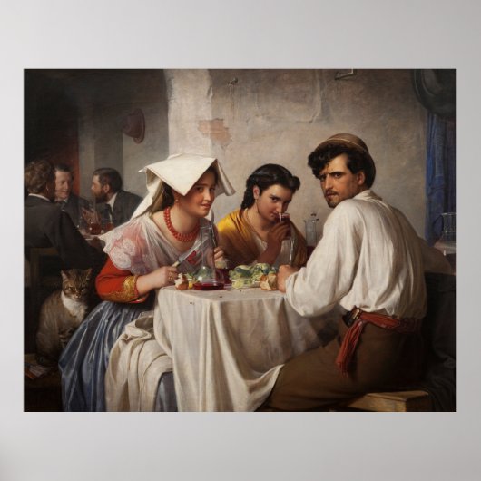 "In a Roman Osteria" - 1886 Carl Heinrich Bloch Ca Poster (Voorkant)