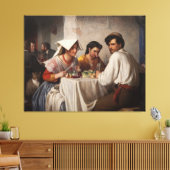 "In a Roman Osteria" - 1886 Carl Heinrich Bloch Canvas Afdruk (Insitu (Woonkamer))