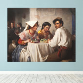 "In a Roman Osteria" - 1886 Carl Heinrich Bloch Canvas Afdruk (Insitu (Houten vloer))