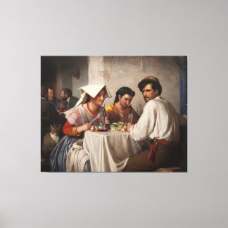 "In a Roman Osteria" - 1886 Carl Heinrich Bloch Canvas Afdruk