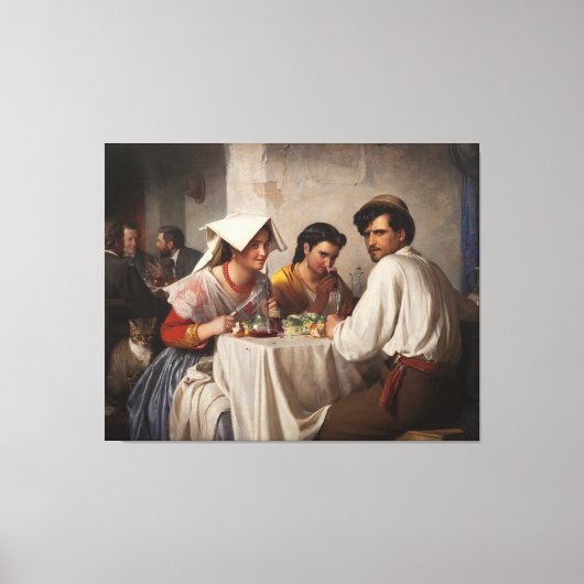 "In a Roman Osteria" - 1886 Carl Heinrich Bloch Canvas Afdruk (Voorkant)