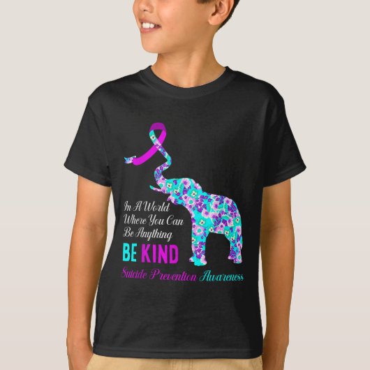 In A World Be Kind Suprt Suicide Prevention Awaren T-shirt (Voorkant)
