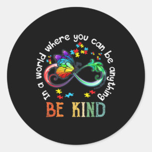 In A World Where You Can Be Kind Butterfly Autism Ronde Sticker