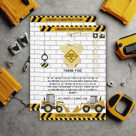 In aanbouw babykleding Baby shower Bedankkaart