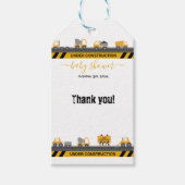 In aanbouw Bulldozer Baby shower Cadeaulabel (Voorkant)