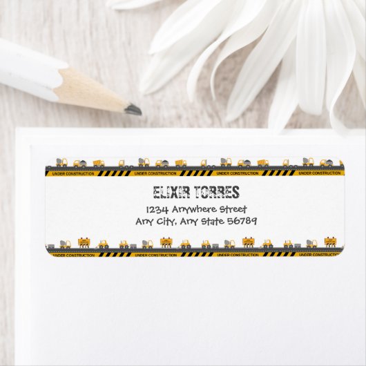 In aanbouw Bulldozer Baby shower Etiket (Insitu)