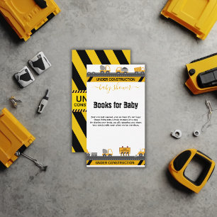 In aanbouw Bulldozer Baby shower Informatiekaartje
