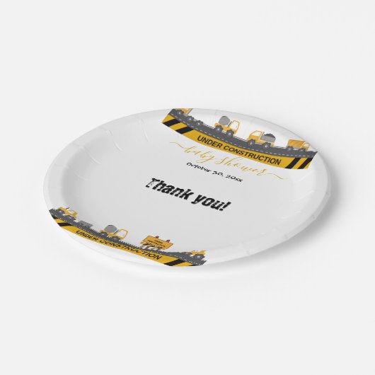 In aanbouw Bulldozer Baby shower Papieren Bordje (Gekanteld)