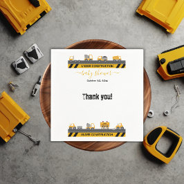 In aanbouw Bulldozer Baby shower Servet