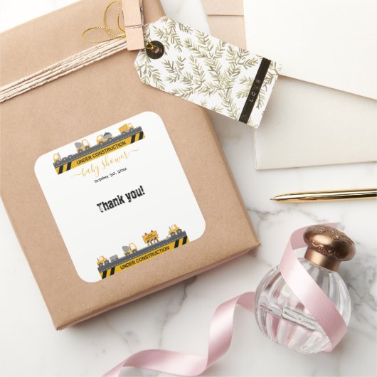 In aanbouw Bulldozer Baby shower Vierkante Sticker (Geschenken)