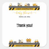 In aanbouw Bulldozer Baby shower Vierkante Sticker (Voorkant)