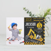 In aanbouw Graafmachine Verjaardagsfoto Kaart (Staand voorkant)