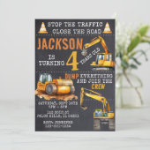 In aanbouw krijtbord verjaardag uitnodiging (Staand voorkant)