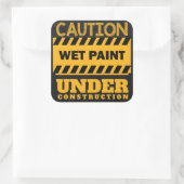 In aanbouw nat verf teken vierkante sticker (Tas)