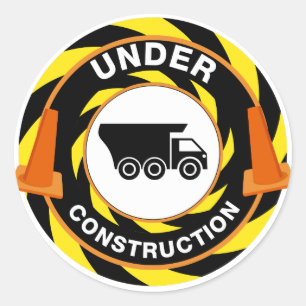 In aanbouw Truck Cone Icon Ronde Sticker