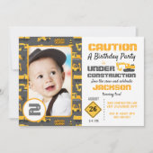 In aanbouw Verjaardag Foto uitnodiging (Voorkant)